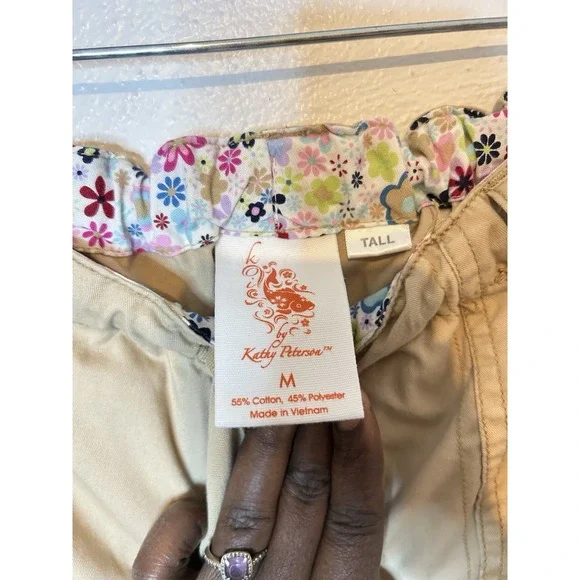 Koi by Kathy Peterson Cargo Scrub Pants Women's Medium Tall Khaki Tan Y2K Gorp - Picture 4 of 5